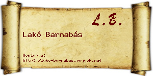 Lakó Barnabás névjegykártya